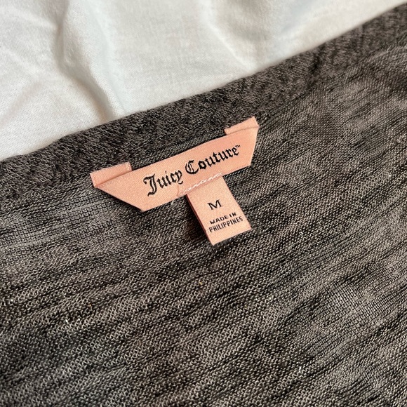 Juicy Couture 3/4-Sleeve Heathered Gray Top with Beaded Neckline - Picture 5 of 5